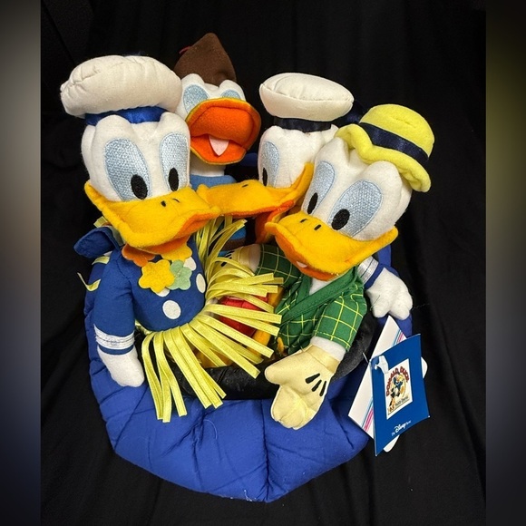 Disney Other - Vintage Disney Donald Duck Plush Set Huey Dewey Louise Disney Park Blue Hat Boat